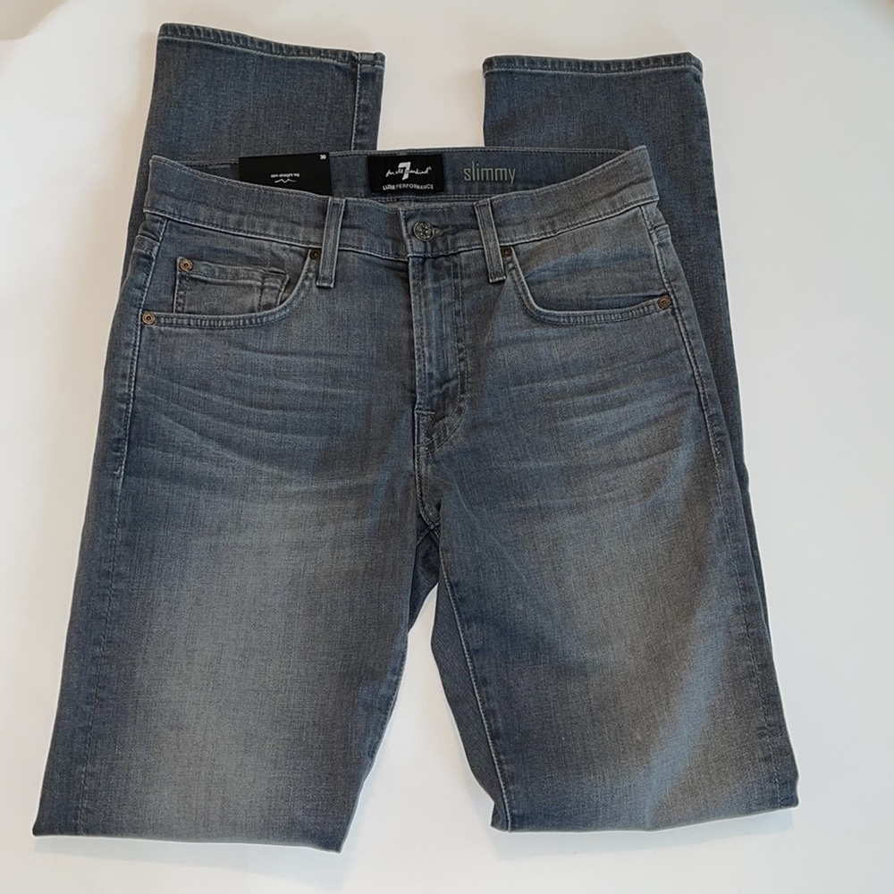 7 For All Mankind Jeans Slim Straight Leg Gray Size 30 NWT